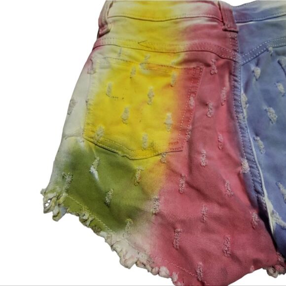 ‎Rainbow Denim Shorts, Distressed, Raw Hem Size 1 Glory Colombia - Picture 3 of 7